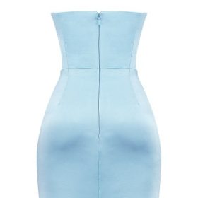 Odelle Ocean Blue Strapless Mini Dress - Image 4