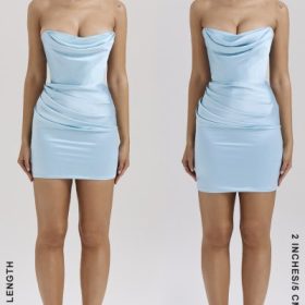 Odelle Ocean Blue Strapless Mini Dress - Image 10