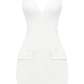 Olympia White Plunge Mini Dress - Image 2