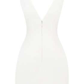Olympia White Plunge Mini Dress - Image 4