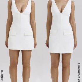 Olympia White Plunge Mini Dress - Image 11