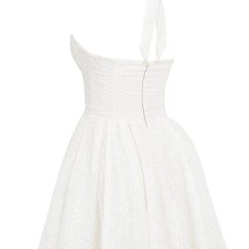 Harriet White Broderie Anglais Halter Mini Dress - Image 3