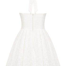 Harriet White Broderie Anglais Halter Mini Dress - Image 4