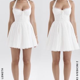 Harriet White Broderie Anglais Halter Mini Dress - Image 11