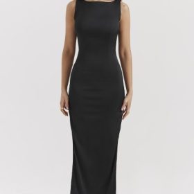 Filomena Black Maxi Dress - Image 8