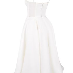 Mademoiselle White Tulle Midi Dress - Image 3