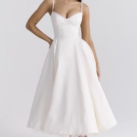 Mademoiselle White Tulle Midi Dress - Image 5