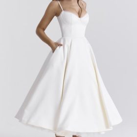 Mademoiselle White Tulle Midi Dress - Image 9