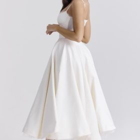 Mademoiselle White Tulle Midi Dress - Image 10