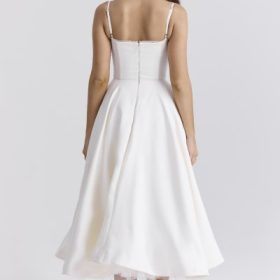 Mademoiselle White Tulle Midi Dress - Image 11