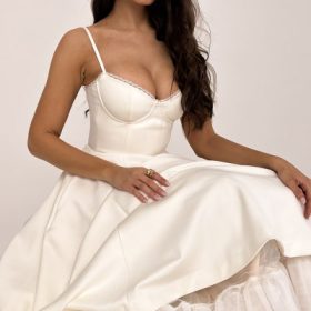 Mademoiselle White Tulle Midi Dress - Image 16