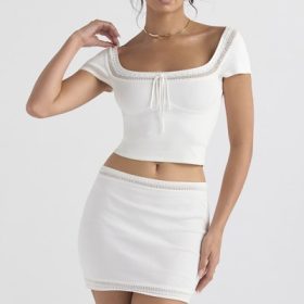 Sarelle Ivory Dainty Knit Mini Skirt - Image 5