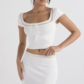 Sarelle Ivory Dainty Knit Mini Skirt - Image 9
