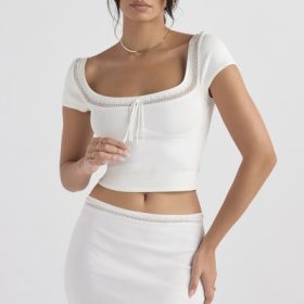 Sarelle Ivory Dainty Knit Mini Skirt - Image 10