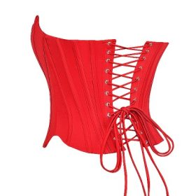 Genevieve Scarlet Satin Lace Back Corset - Image 3