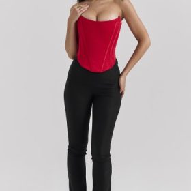 Genevieve Scarlet Satin Lace Back Corset - Image 7