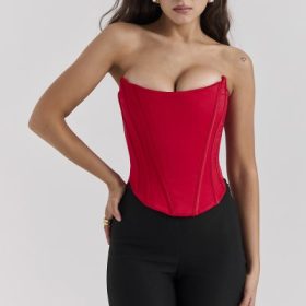 Genevieve Scarlet Satin Lace Back Corset - Image 8