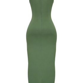 Filomena Olive Boat Neck Maxi Dress - Image 4