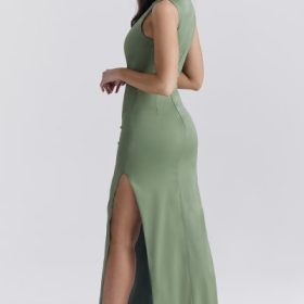 Filomena Olive Boat Neck Maxi Dress - Image 10