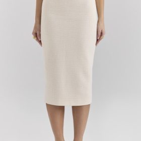 Lena Cream Boucle Pencil Midi Skirt - Image 11