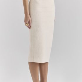 Lena Cream Boucle Pencil Midi Skirt - Image 12