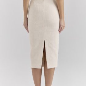 Lena Cream Boucle Pencil Midi Skirt - Image 14