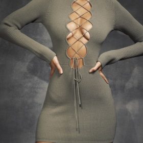 Jada Artichoke Knit Lace Up Dress