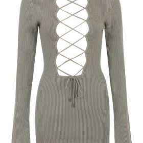 Jada Artichoke Knit Lace Up Dress - Image 2