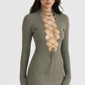 Jada Artichoke Knit Lace Up Dress - Image 11
