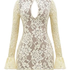 Brianna Buttermilk Keyhole Lace Mini Dress - Image 2
