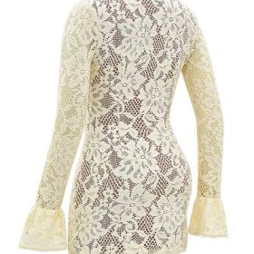 Brianna Buttermilk Keyhole Lace Mini Dress - Image 3