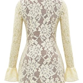 Brianna Buttermilk Keyhole Lace Mini Dress - Image 4