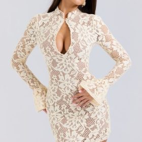 Brianna Buttermilk Keyhole Lace Mini Dress - Image 7