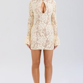 Brianna Buttermilk Keyhole Lace Mini Dress - Image 8