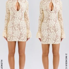 Brianna Buttermilk Keyhole Lace Mini Dress - Image 11