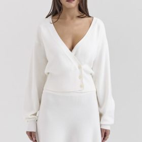 Rowan Ivory Wool Balloon Sleeve Wrap cardigan - Image 5
