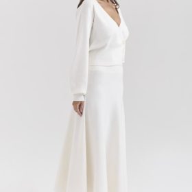 Rowan Ivory Wool Balloon Sleeve Wrap cardigan - Image 8