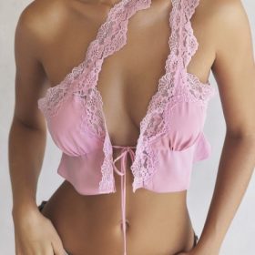 Lorena Pink Floaty Cropped Top - Image 6