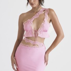 Lorena Pink Floaty Cropped Top - Image 9