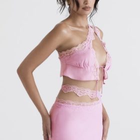 Lorena Pink Floaty Cropped Top - Image 12
