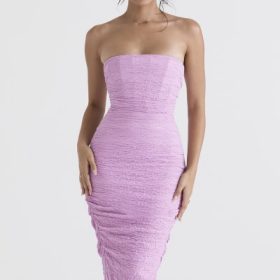Tana Pink Strapless Corset Midi Dress - Image 7