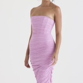 Tana Pink Strapless Corset Midi Dress - Image 9
