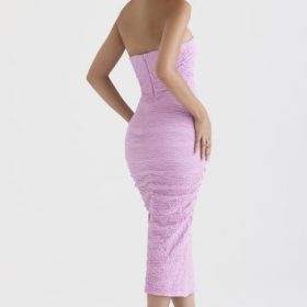 Tana Pink Strapless Corset Midi Dress - Image 10
