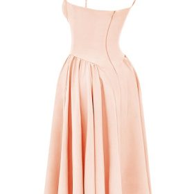 Samaria Peach Parfait Twill Corset Midi Dress - Image 3