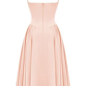 Samaria Peach Parfait Twill Corset Midi Dress - Image 4