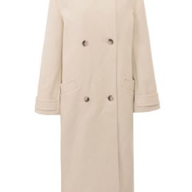 Sander Cream Double Breasted Funnel Neck Coat - Image 2