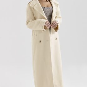 Sander Cream Double Breasted Funnel Neck Coat - Image 10