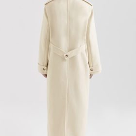 Sander Cream Double Breasted Funnel Neck Coat - Image 12
