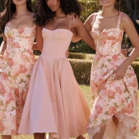 Rosalee Pink Peony Print Cotton Bustier Sundress