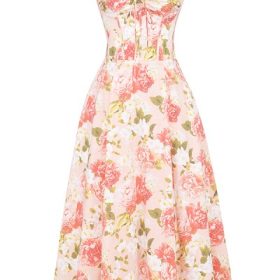 Rosalee Pink Peony Print Cotton Bustier Sundress - Image 2